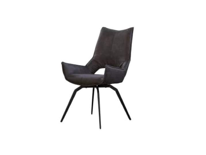 KAWOLA Esszimmerstuhl Drehbar Anthrazit SIVO Design Stuhl, Wohnzimmerstuhl, Drehstuhl Stoff, Stuhl Modern, Drehbarer Esszimmerstuhl Stoffdrehstuhl