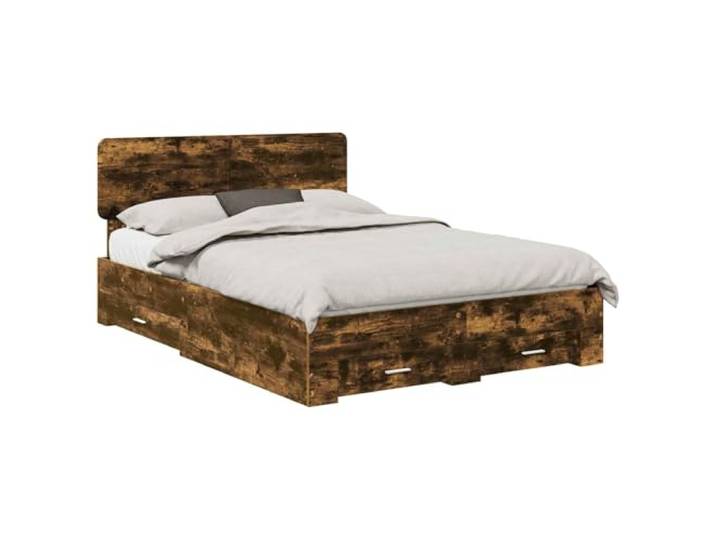 PUGYNBK Bettgestell mit Schublade Eiche rauchfarben 150 x 200 cm