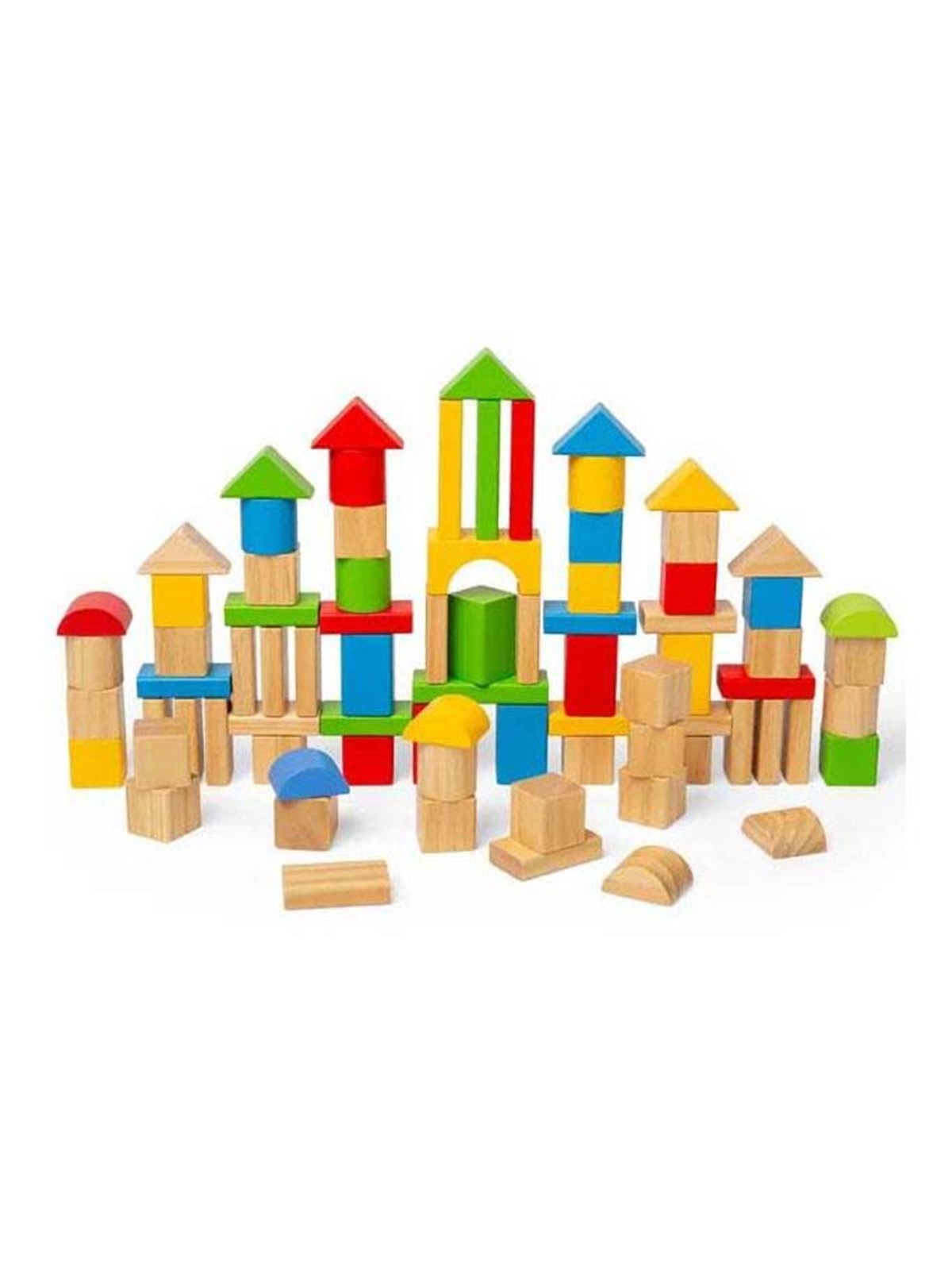 Bigjigs Wooden Coloured Building Blocks 80pcs.