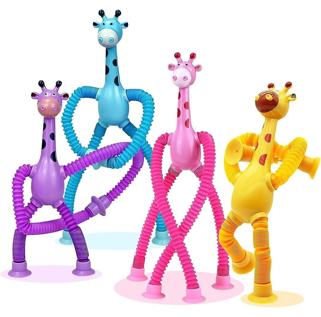 Set van 4 Giraffe Speelgoed met Telescopische Zuignap
