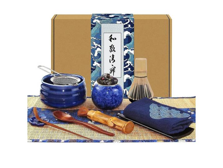 Matcha-Teeset 12-teiliges Set Keramik Bambus, Braun, 20x10x30 cm, Geschirr, Kannen & Karaffen, Kaffeezubehör & Teezubehör