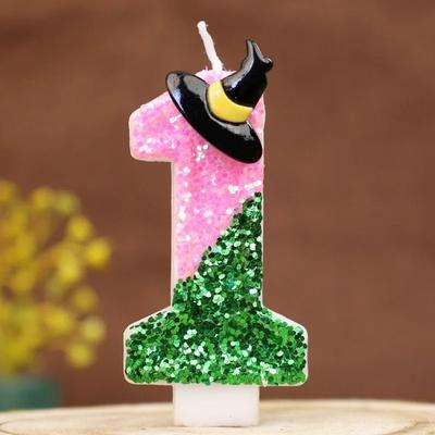 Uplift Picks Pink Green Witch Number Birthday Candle For Magical Themed Cake Celebrations fluorescence Yellow