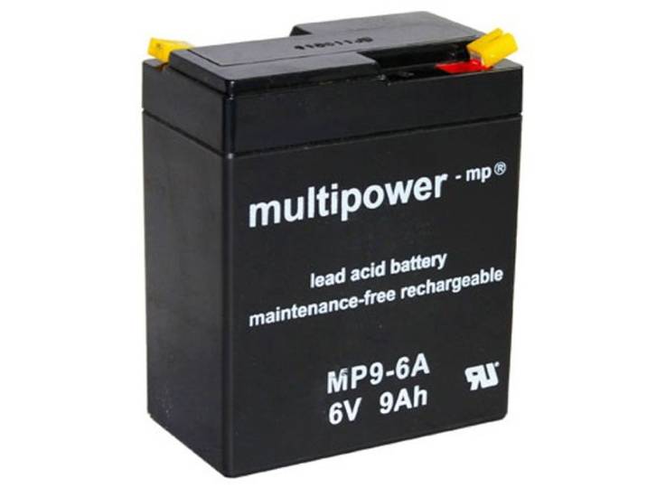 Multipower lood-accu MP9-6A met Faston 4,8 mm stekkercontacten