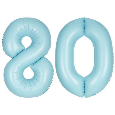 XL Folienballon hellblau Zahl 80
