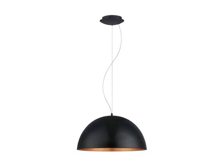 Eglo Suspension Gaetano 1\, lampe suspendue 1 flamme style industriel suspension en acier noir et cuivre\, lampe pour table à manger\, lampe de salon suspendue avec douille E27\, Ø 53 cm