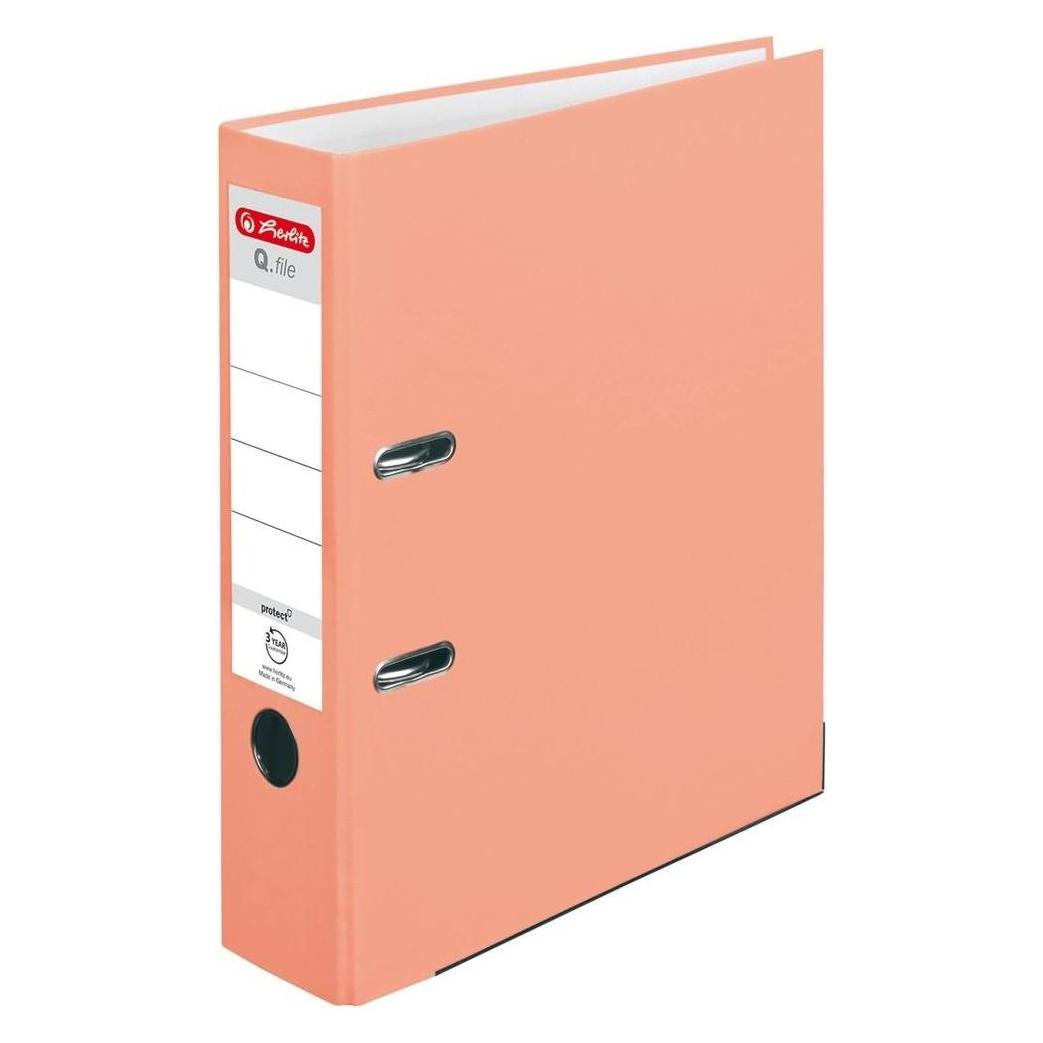Herlitz Q.file Ordner protect A4 8 cm lachs (A4, 80 mm, 1 Stk.) (38656574)