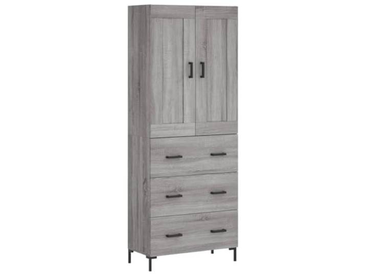 GFMGUEMV Highboard Grau Sonoma 69,5x34x180 cm Holzwerkstoff Schrank Highboard, Holzwerkstoff, grau Sonoma, Metallfüße, Türen, Stauraum, 69,5x34x180 cm