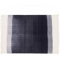 Oviala Business Rechteckiger flachgewebter Teppich aus Wolle blau 160 x 230 cm