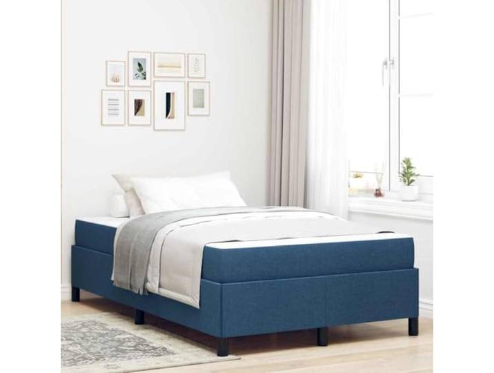 KTHLBRH Boxspringbett blau 120 x 200 cm Stoff Technisches Holz, mittlere Matratze, feste Latten, Unterstützung 280 kg