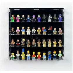 iDisplayit Acryl-Wand-Display für 40 LEGO-Minifiguren (Mit schwarzem Hintergrund)