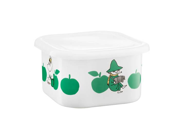 Muurla Boîte émaillée Moomin avec couvercle 1 L Joyfull Apples-vert