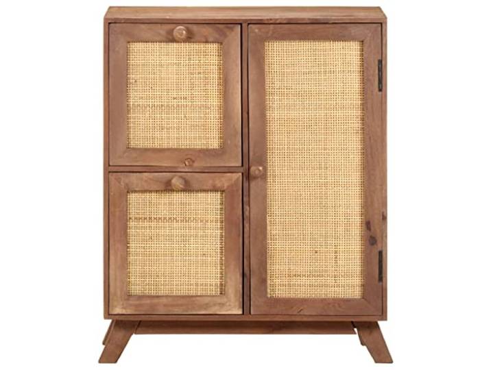 GKMBCVDFR Sideboard 60x35x75 cm Massivholz Mango 2 Schubladen, 1 Tür, Stauraum, Rustikaler Charme, Einzigartige Holzmaserung