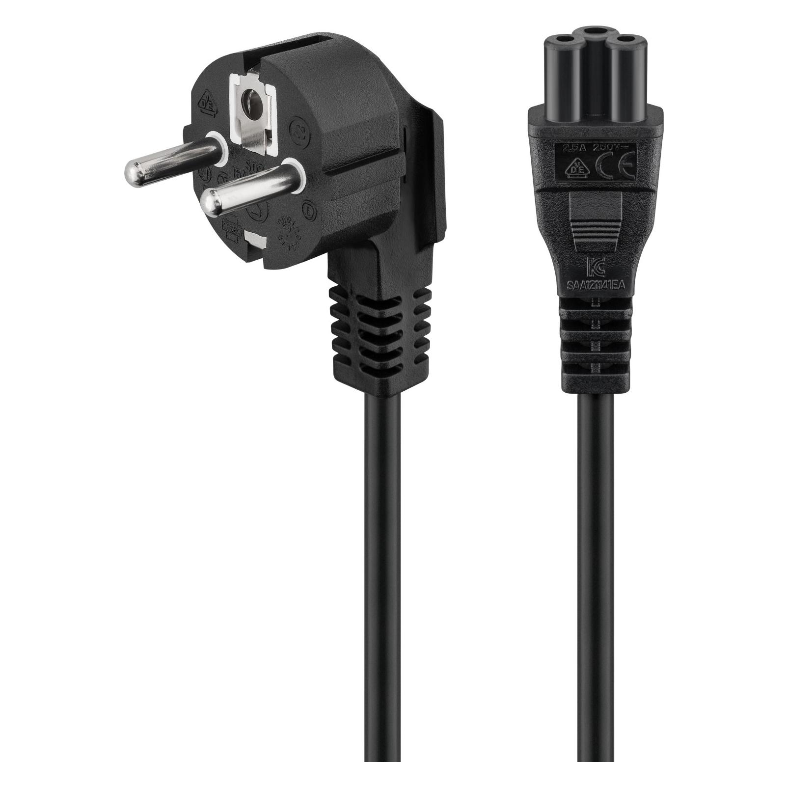 Goobay Netzanschlusskabel Schutzkontakt abgewinkelt, 3 m, Schwarz (3 m) (44877)