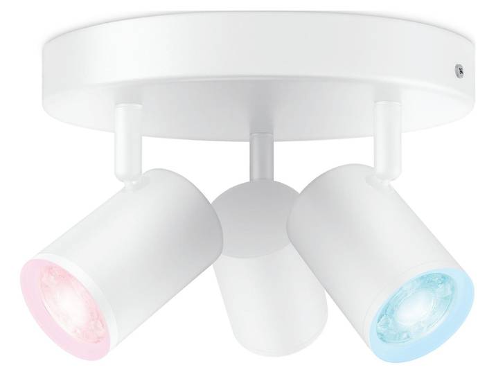 WiZ IMAGEO 3 × einstellbarer Spot Runde Platte, Bluetooth, Weiß, LED, Metall, GU10, 2200 K