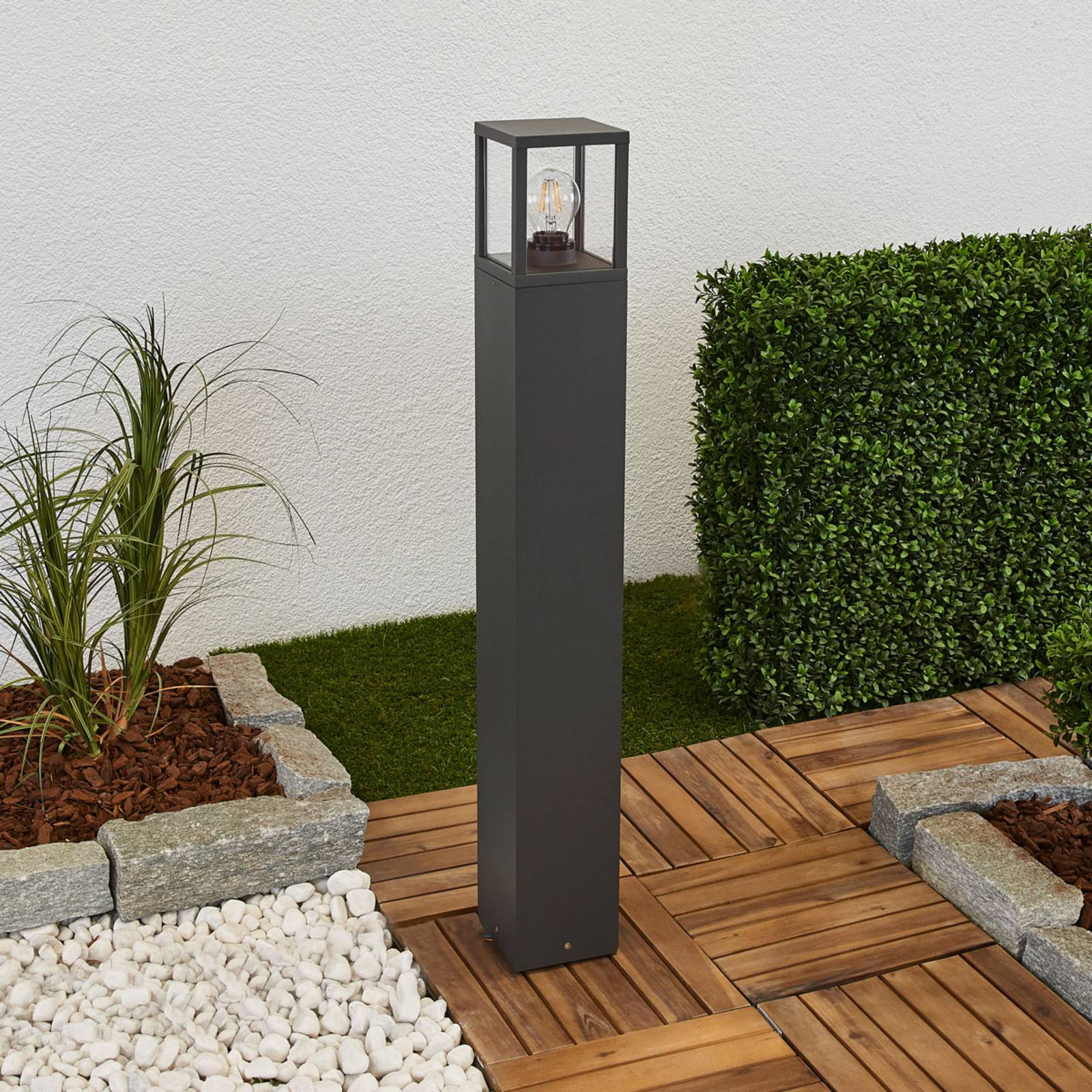 Pathway Light Klemens Lucande, dimmable, Black, Aluminium, Modern, Outdoor lights