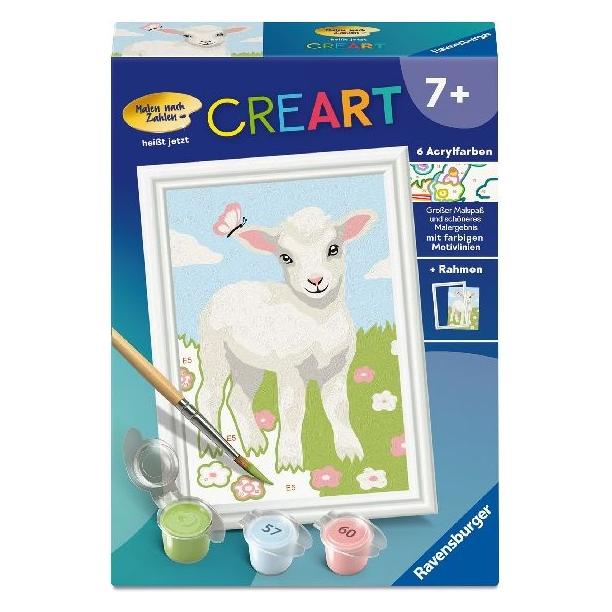 Ravensburger CreArt, Malen nach Zahlen Kinder - Süsses Lämmchen (23105)