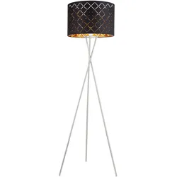 LED Stehlampe Fernbedienung Standleuchte schwarz gold Stehleuchte Dreibein dimmbar, Textil mit Stanzungen, RGB 8,5W 806lm warmweiß, H 160 cm