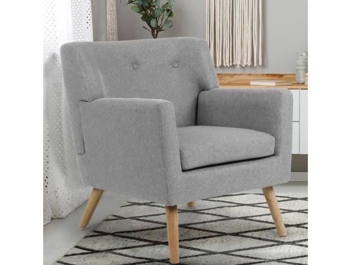 IDMARKET Fauteuil scandinave LIV en tissu gris chiné
