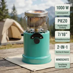 Gazcamp 2 in 1 Gaskocher und Heizung für 7/16" Gewinde - Gaskocher einzeln