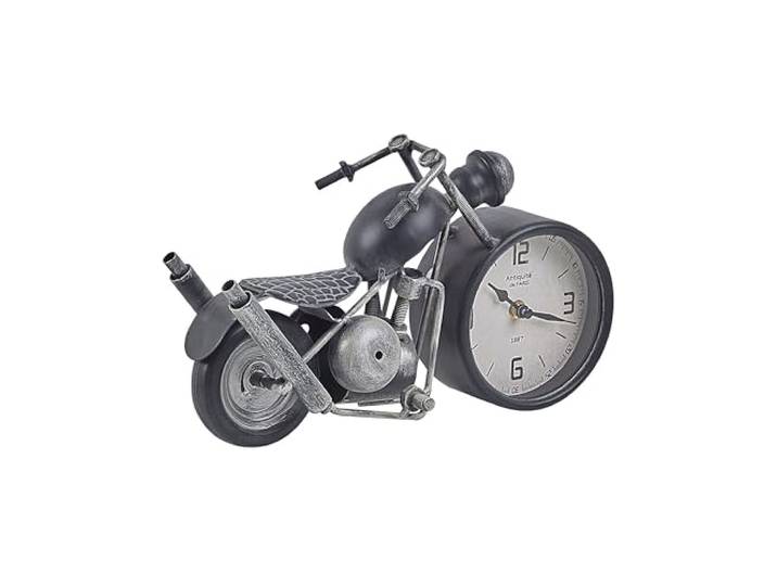 Beliani Dekorative Tischuhr im modernen Design Motorradform schwarz Berno