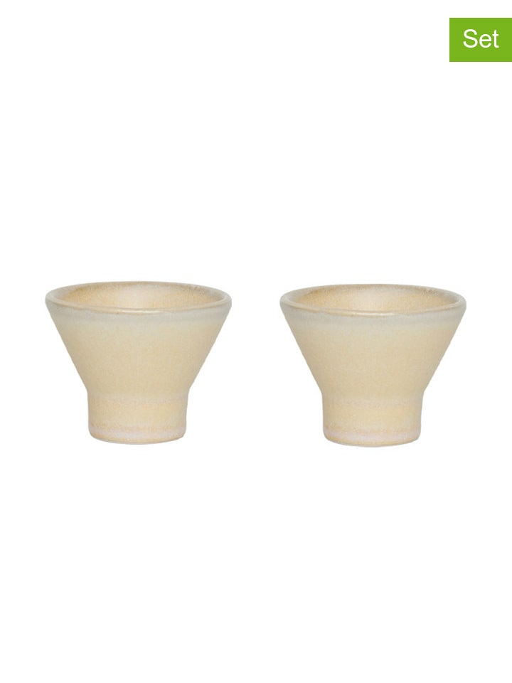OYOY living design 2er-Set: Eierbecher "Yuka" in Beige - (H)4 x Ø5 cm - onesize