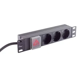 Steckdosenleiste 10" 3-fach 1HE schwarz