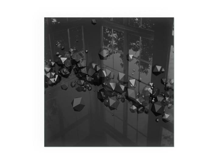 Tulup Kaminbodenplatte 50x50 cm - Abstrakte Wolke aus Festkörpern, Schwarz, Glas, Quadratisch, 50x50x0.4 cm, Elektrogeräte, Heizgeräte, Elektrokamine