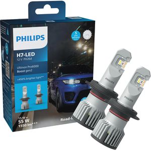 Philips Auto-Lampe Ultinon Pro6000 HL Boost Gen2, 5800 K, H7, 12 V / 15 Watt, Scheinwerferlampe, LED-Retrofit, 2 Stück