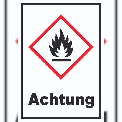 HB-Druck Schild Entzündbare Stoffe Achtung Flamme hochkant A6 (105x148mm)