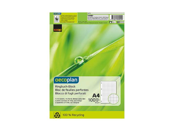 Oecoplan Ringbuchblock kariert A4