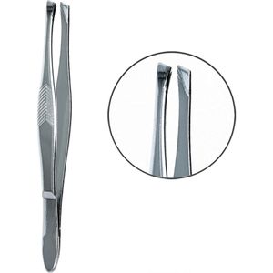 WUNDmed Pinzette 06-016, Länge 8,6 cm, Metall, schräge Spitze, für Augenbrauen und Splitter