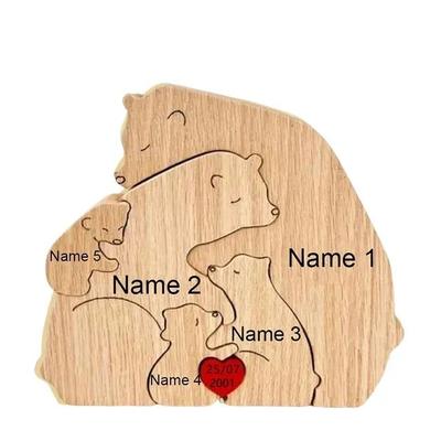Personalized Bear Family Puzzle Ornament 5 Bears customized