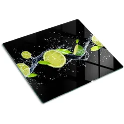 GLASPLATTE 60x52 cm Limetten und Wasser
