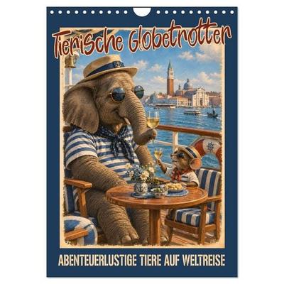 Tierische Globetrotter - abenteuerlustige Tiere auf Weltreise (Wandkalender 2027 DIN A4 hoch), CALVENDO Monatskalender
