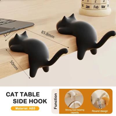 Inspired Finds Cat Shaped Desk Side Backpack Hook No Punch Strong Load Bearing Foldable Hanger 1 Or 2pcs black 2pcs
