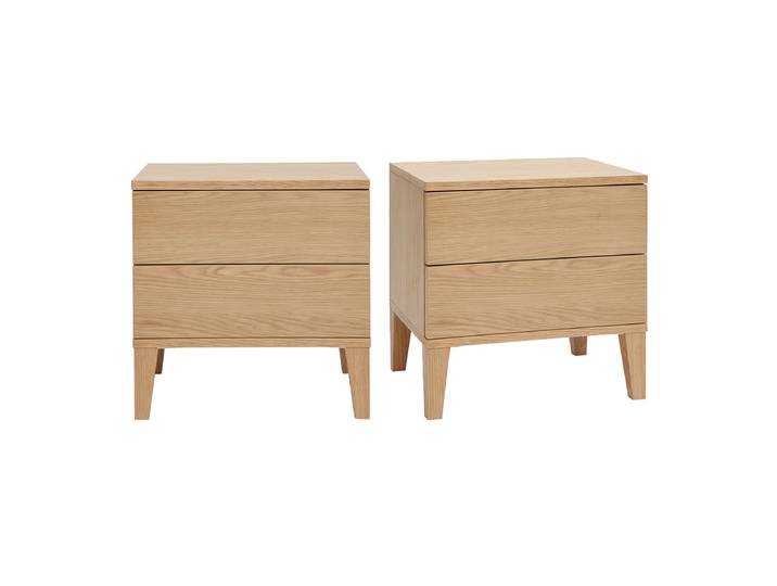 Tables de chevet avec rangements 2 tiroirs scandinave bois clair chêne (lot de 2) FREDDY