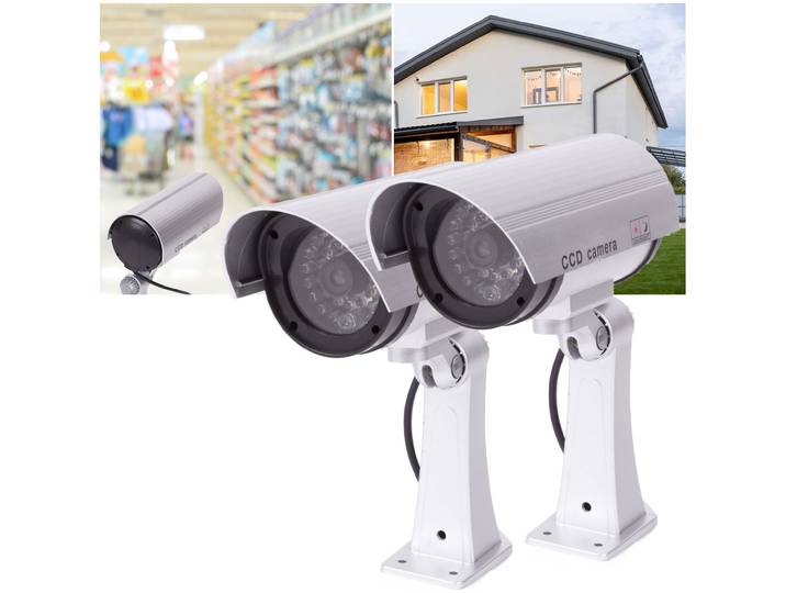 Überwachungskamera-Attrappe mit Signal LED, 2er Set