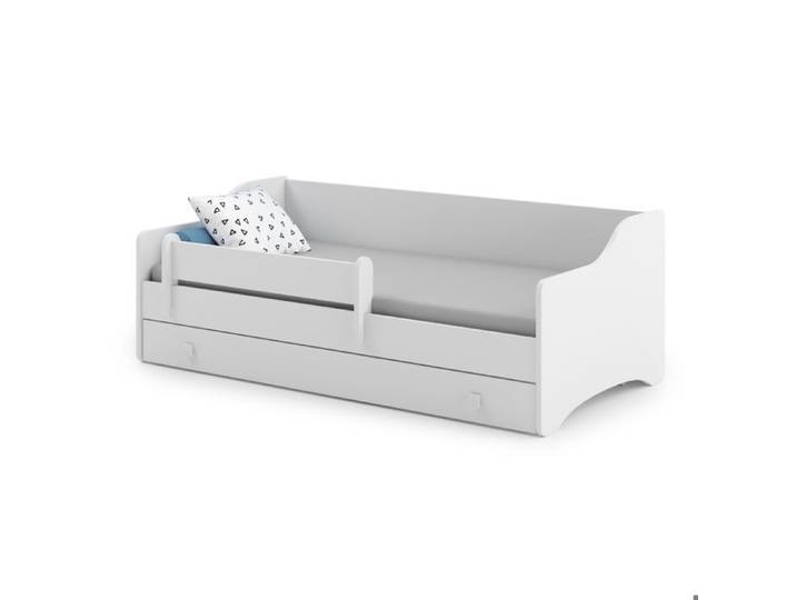 Lit enfant ERYK 180x80 avec matelas + sommier + tiroir + poignées blanches