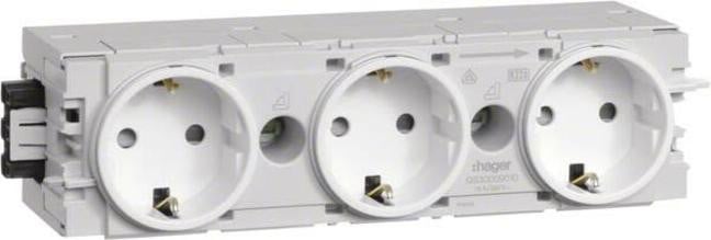 Hager stopcontact 3-voudig met Wago type GS30009016 C-profiel verkeerswit