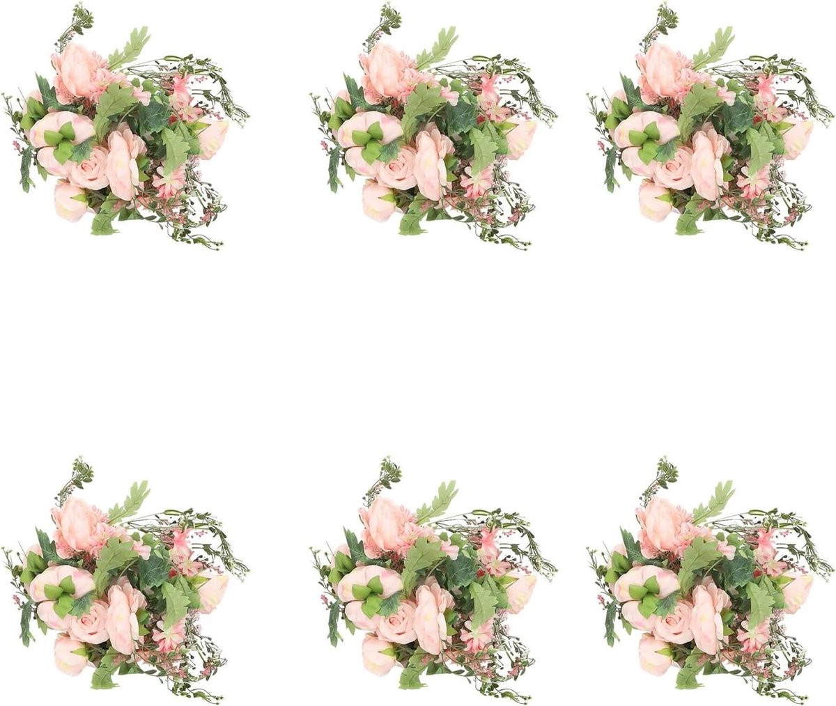 Set van 6 roze kunstrozen slingers met een natuurlijke zijde uitstraling voor bruiloft decoratie, 18 m