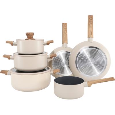 Topf-Set HANSEATIC "ALU SCANDI, mit Antihaftbeschichtung", beige (peach, natur), Töpfe, für alle Herdarten geeignet, Topseller