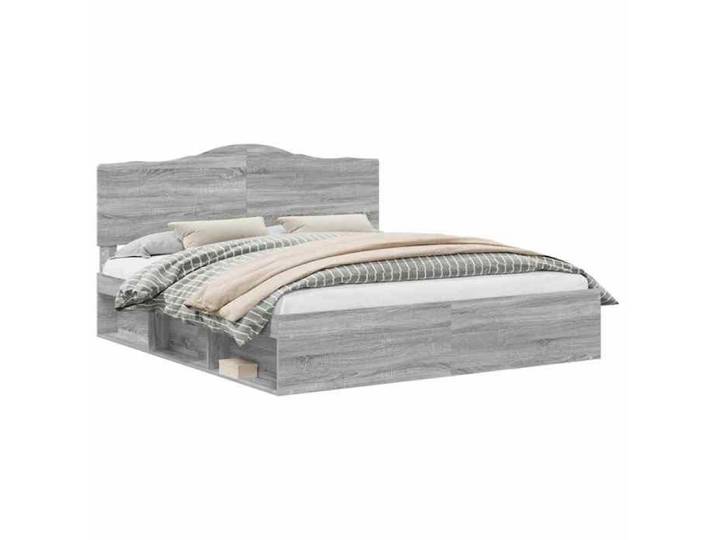 VENTE-FLASH Lit Adulte 2 places - Cadre de lit - Gris Sonoma - 200x200 cm Pin massif eof27h