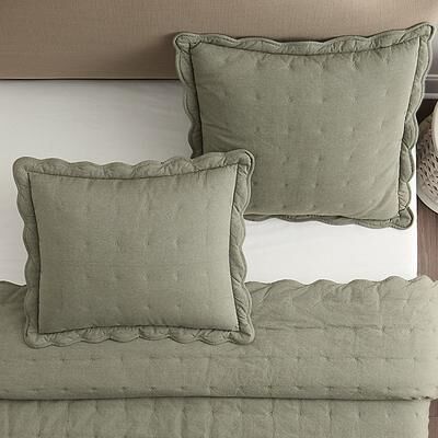 Lola Scalloped Quilted Sham - Spa Standard - Ballard Designs