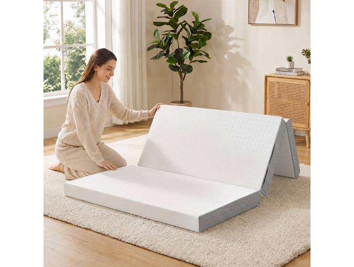 HOMCOM Matelas Pliable 195x120x10cm Housse Lavable Invités Camping