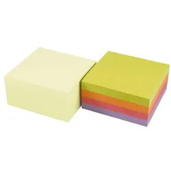 OTTO Office Re 2 Haftnotizwürfel »Recycling« gelb & Intensivfarben, 2x400 Blatt gelb, 7.5x7.5 cm