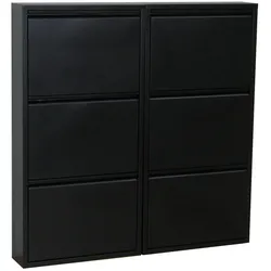 Ebuy24 Pisa Schuhschrank mit 6 Klappen/Türen in Metall schwarz.Fertig montiert geliefert.