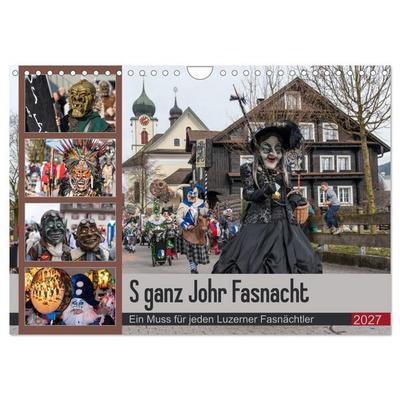 S ganz Johr Fasnacht (Wandkalender 2027 DIN A4 quer), CALVENDO Monatskalender