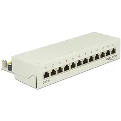 Delock 12-Port Desktop Patchpanel Cat.6, geschirmt, Server Zubehör, Grau