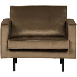 Sessel Rodeo Samt, modernes Design, taupe, weicher Bezug, Metallgestell, komfortabel gepolstert