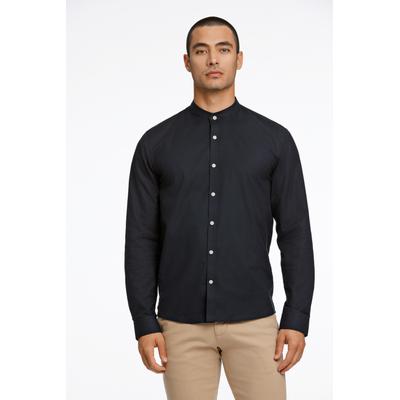 Langarmhemd LINDBERGH, Herren, Gr. M, N-Gr, schwarz, Stoff, Obermaterial: 97% Baumwolle, 3% Elasthan, slim fit normal, Rundhals, mit Knöpfen 2-Knopf-Manschette mit Knöpfen, Hemden, mit Stehkagen